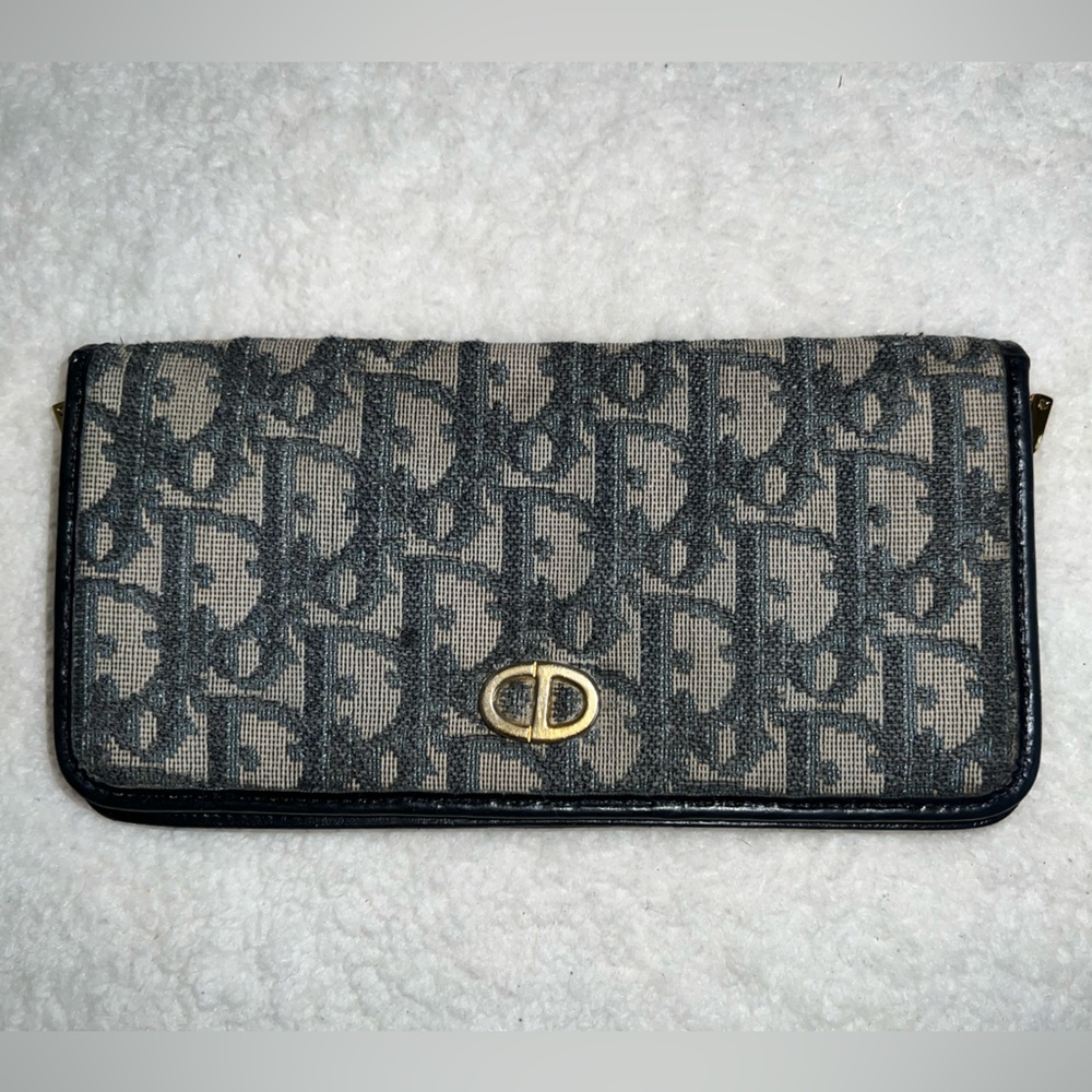 Christian Dior Vintage Trotter Pattern Canvas Bi-Fold Long Wallet - WOC